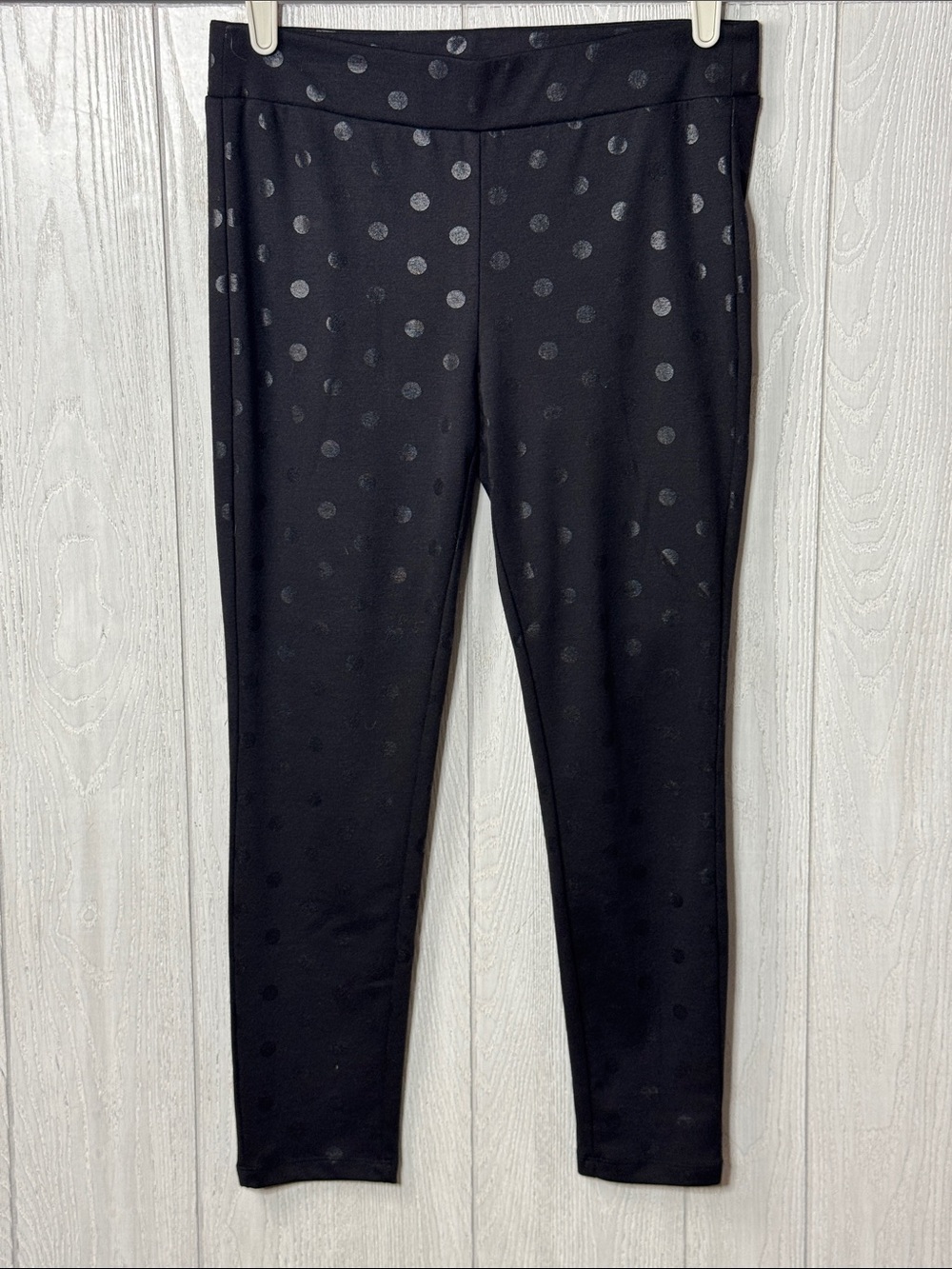 Medium black on black polka dot stretch pants